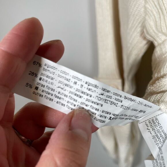 ZARA Wide sleeve Cream Knit Crop Top Size M - Picture 6 of 6